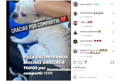 Unas horas después del pedido de ayuda, el hermano del astro argentino manifestó que ya habían encontrado a la mascota