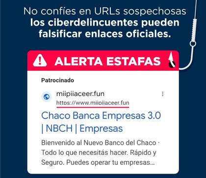 Uno de los avisos por los que el Nuevo Banco del Chaco demandó a Google
