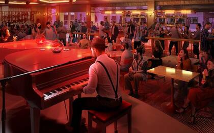 Uno de los bares y restaurantes tiene pianos para disfrutar de un show musical