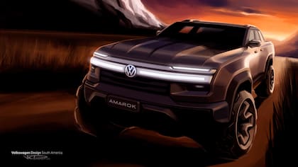 Uno de los bocetos de la nueva Amarok que comenzará a producirse en el país durante el primer semestre de 2027