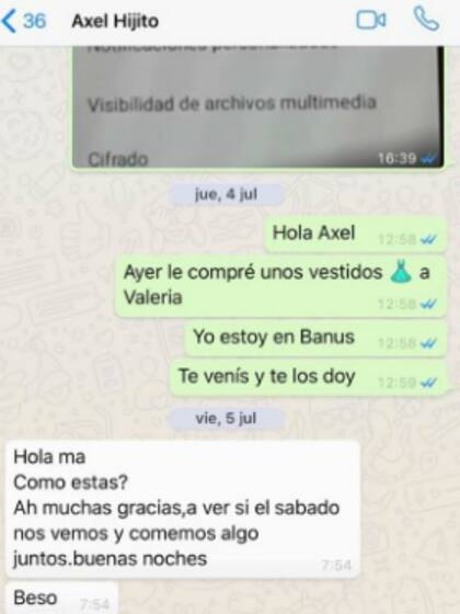 Uno de los chats publicados por Mariana