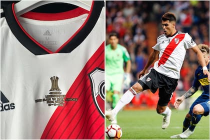 Uno de los coleccionistas, fanático de River, tiene la camiseta que el club usó en la final de Madrid contra Boca, en 2018