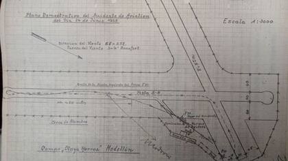 Uno de los croquis del accidente que está incluido en el expediente de la justicia colombiana y que Artana utilizó para hacer sus cálculos.