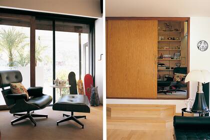 Uno de los cuartos se destinó al estudio luminoso y funcional. Poltrona ‘Eames’ Alfombra (Easy) 