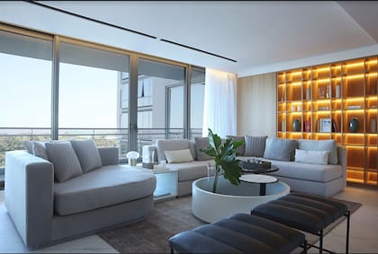 Uno de los departamentos ambientados por Estudio MODO Casa, en Al Río, en Vicente López