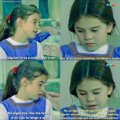 Uno de los diálogos de Maru y Vero, hermanas en la pantalla en Chiquititas