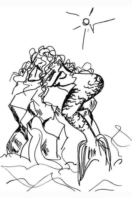 Uno de los dibujos que acompañan los poemas de "Desvío", de Fabiana Cantilo