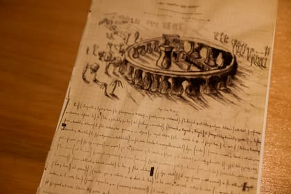 Uno de los dibujos realizados por Jorge Luis Borges en su manuscrito de "Las ruinas circulares"