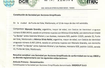Uno de los documentos que aportó Pagano