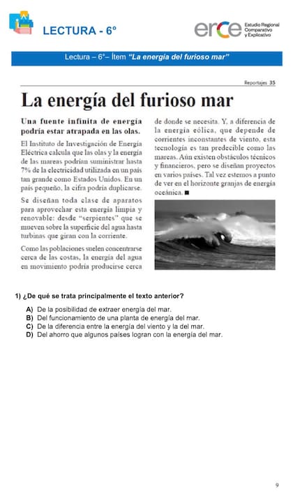 Uno de los ejercicios de lectura que se tomaron en 2019