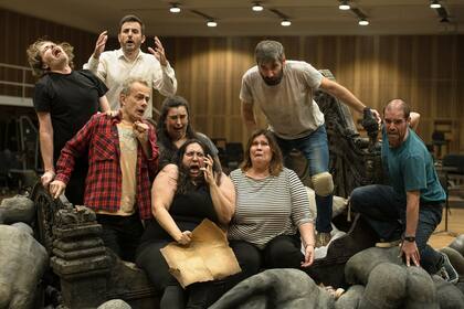 Uno de los elencos de Il Trittico, durante un ensayo en el Teatro Colón