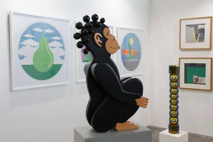Uno de los emblemáticos monos del artista pop Edgardo Giménez entre las obras qué más llaman la atención de los visitantes 