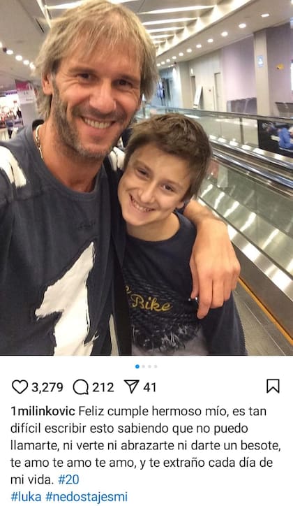 Uno de los emotivos posteos de Milinkovic recordando a su hijo mayor