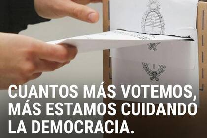 Uno de los mensajes de Nuestra voz que llamaba a votar en las PASO
