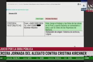 Uno de los mensajes entre Máximo Kirchner y José López