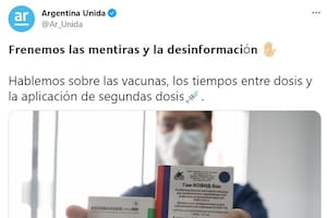 Uno de los mensajes publicados por el Gobierno en su cuenta Argentina Unida