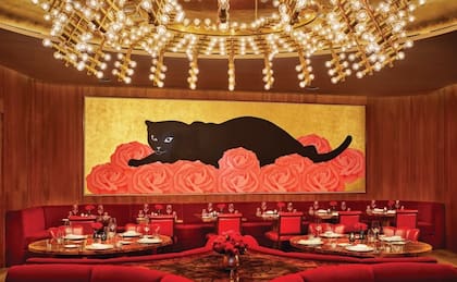 Uno de los murales realizados por Edgardo Giménez en el restaurante La Boca