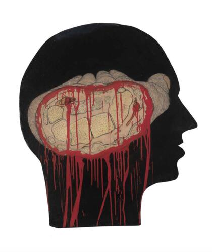 Uno de los perfiles que integraron La Pirámide de Saturno, obra exhibida en 1965 en el Premio Di Tella