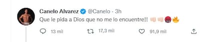 Uno de los post que Canelo tuvo que borrar tras hacer un papelón al amenazar a Messi