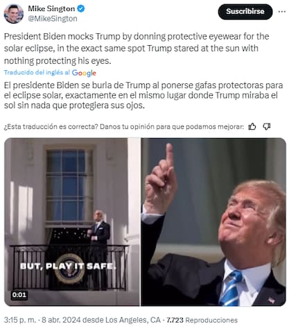 Uno de los primeros memes del eclipse 2024 se disparó por un video de Biden
