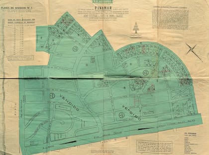 Uno de los primeros planos comerciales de Pinamar