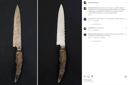 Uno de los primeros trabajos de Matsumura con un cuchillo personal con cabo de dedo de ñandú