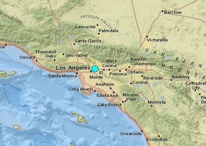 Uno de los sismos más fuertes de las últimas horas en territorio continental de Estados Unidos ocurrió cerca de Highland Park, California