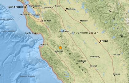Uno de los sismos más fuertes de las últimas horas en territorio continental de Estados Unidos ocurrió cerca de Pinnacles, California