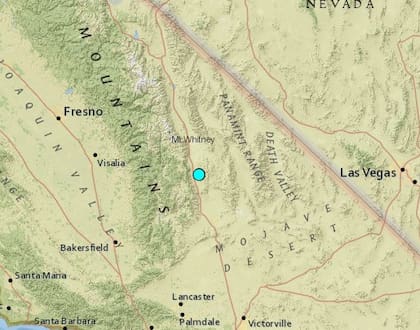 Uno de los sismos más fuertes de las últimas horas en territorio continental de Estados Unidos ocurrió cerca de Coso Junction, California