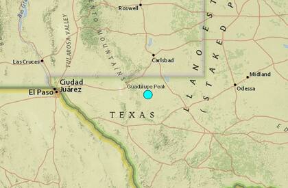 Uno de los sismos más fuertes de las últimas horas en territorio continental de Estados Unidos ocurrió cerca de Whites City, Nuevo México