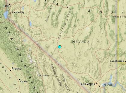 Uno de los sismos más fuertes de las últimas horas en territorio continental de Estados Unidos ocurrió cerca de Goldfield, Nevada