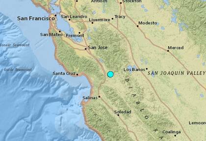Uno de los sismos más fuertes de las últimas horas en territorio continental de Estados Unidos ocurrió cerca de Gilroy, California