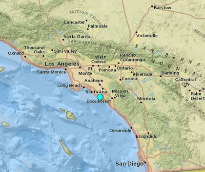 Uno de los sismos más fuertes de las últimas horas en territorio continental de Estados Unidos ocurrió cerca de Newport Beach, California