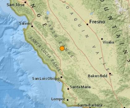 Uno de los sismos más fuertes de las últimas horas en territorio continental de Estados Unidos ocurrió cerca de San Ardo, California