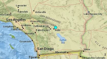 Uno de los sismos más fuertes de las últimas horas en territorio continental de Estados Unidos ocurrió cerca de Indio, Los Ángeles