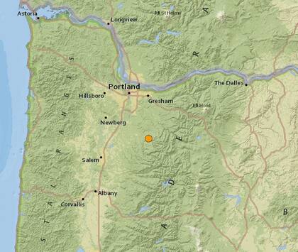 Uno de los sismos más fuertes de las últimas horas en territorio continental de Estados Unidos ocurrió cerca de Molalla, Oregon