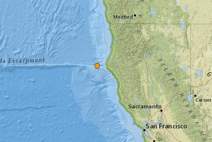 Uno de los sismos más fuertes de las últimas horas en territorio continental de Estados Unidos ocurrió cerca de Petrolia, California