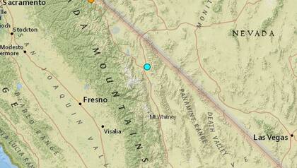 Uno de los sismos más fuertes de las últimas horas en territorio continental de Estados Unidos ocurrió cerca de Bishop, California