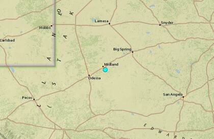 Uno de los sismos más fuertes de las últimas horas en territorio continental de Estados Unidos ocurrió cerca de la localidad de Midland, Texas