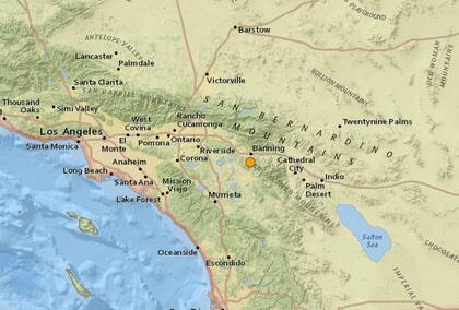 Uno de los sismos más fuertes de las últimas horas en territorio continental de Estados Unidos ocurrió cerca de Banning, California