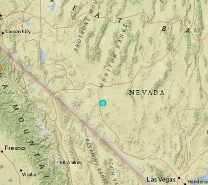 Uno de los sismos más fuertes de las últimas horas en territorio continental de Estados Unidos ocurrió cerca de Goldfield, Nevada