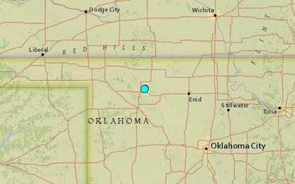 Uno de los sismos más fuertes de las últimas horas en territorio continental de Estados Unidos ocurrió cerca de Waynoka, Oklahoma