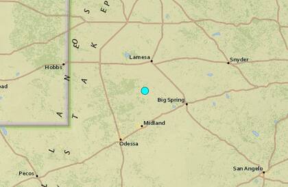 Uno de los sismos más fuertes de las últimas horas en territorio continental de Estados Unidos ocurrió cerca de Ackerly, Texas