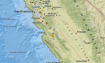 Uno de los sismos más fuertes de las últimas horas en territorio continental de Estados Unidos ocurrió cerca de Pinnacles, California