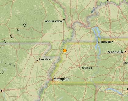 Uno de los sismos más fuertes de las últimas horas en territorio continental de Estados Unidos ocurrió cerca de Ridgely, Tennessee