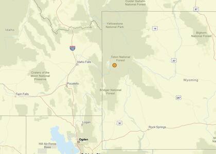 Uno de los sismos más fuertes se produjo cerca de Jackson, Wyoming, con una magnitud de 3,9