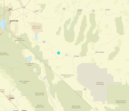 Uno de los temblores más fuertes de las últimas 24 horas en territorio continental estadounidense ocurrió cerca de Mina, Nevada