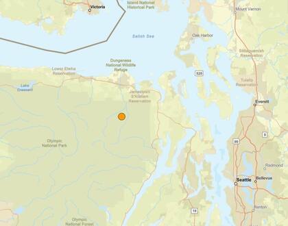 Uno de los temblores más fuertes de las últimas 24 horas en territorio continental estadounidense ocurrió cerca de Blyn, Washignton