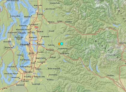 Uno de los temblores más fuertes de las últimas 24 horas en territorio continental estadounidense ocurrió cerca de Snoqualmie, Washington
