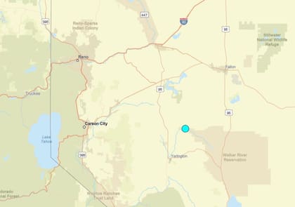 Uno de los temblores más fuertes de las últimas 24 horas en territorio continental estadounidense ocurrió cerca de Yerington, Nevada